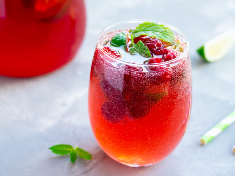 Summer berry beverage with sparkling water